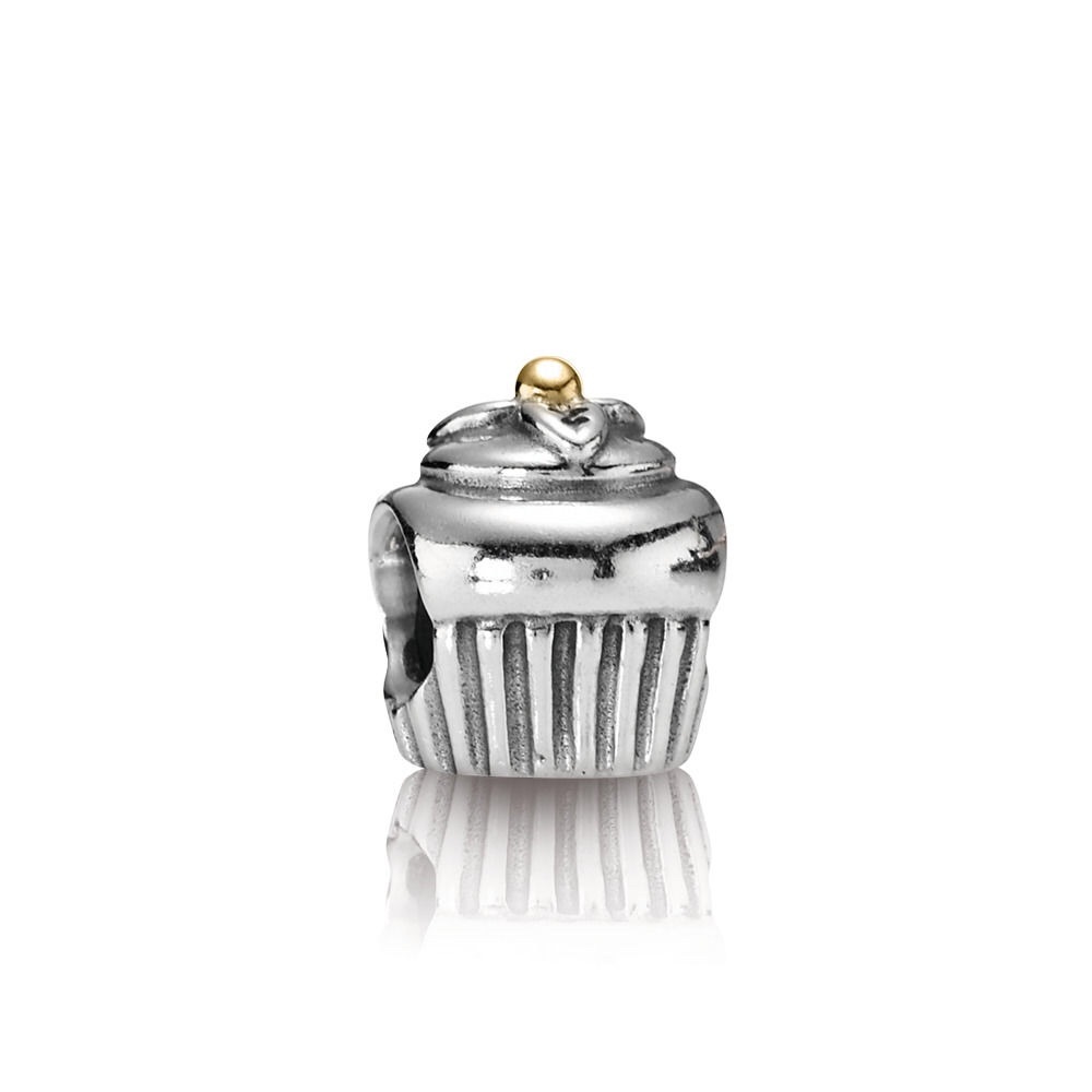 Authentic pandora sterling silver gold cupcake
